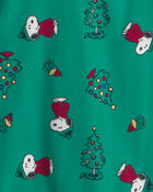 Adultes Pyjama ample 2 pi&egrave;ces en molleton &agrave; motif Snoopy de No&euml;l &ndash; Vert, image 3 sur 4 diapositives