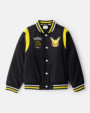 Boys Pok&eacute;mon Pikachu Long-Sleeve Bomber Fashion Jacket - Black/Yellow, 