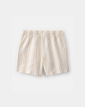 Boys Striped Linen Shorts - Tan/Ivory, 
