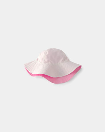 Toute-petit fille - Chapeau de soleil r&eacute;versible - Rose/Blanc, 