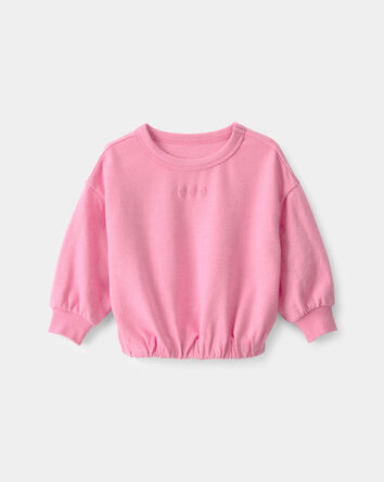 Baby Girl Strawberry French Terry Pullover Sweatshirt - Pink, 