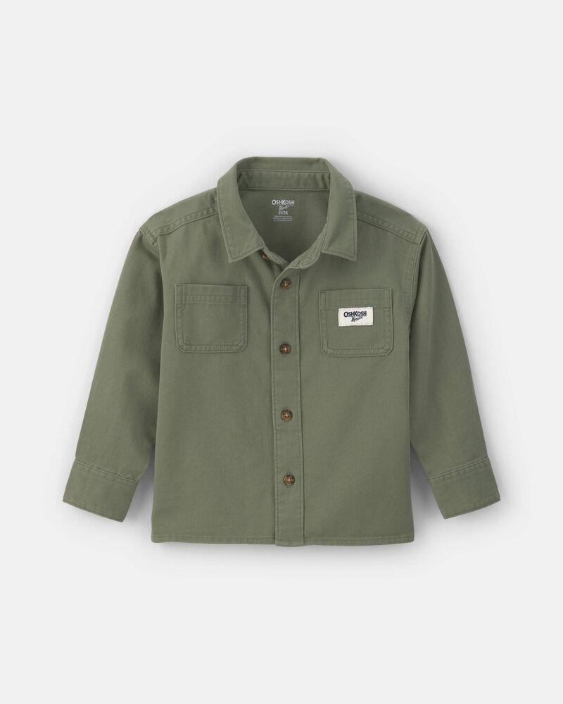Toddler Boy OshKosh Logo Twill Button-Down Shirt - Green, image 1 of 5 slides
