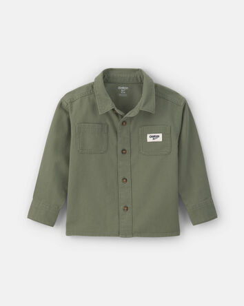 Toddler Boy OshKosh Logo Twill Button-Down Shirt - Green, 
