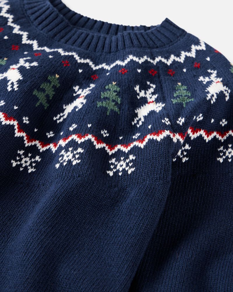 Toddler Organic Cotton Fair Isle Sweater Knit Pullover, image 3 of 5 slides