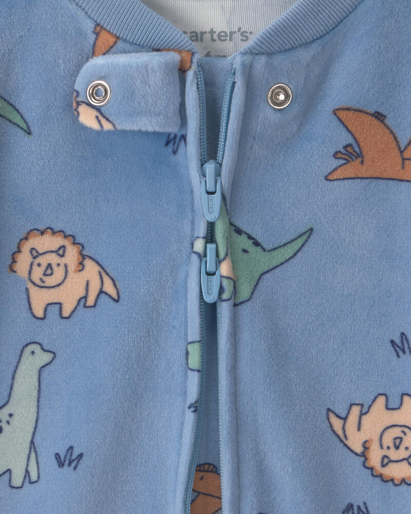 Baby Boy Dinosaur 2-Way Zip Sleeper - Blue, image 4 of 5 slides