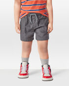 Toddler Pull-On Twill Shorts - Grey, image 2 of 6 slides