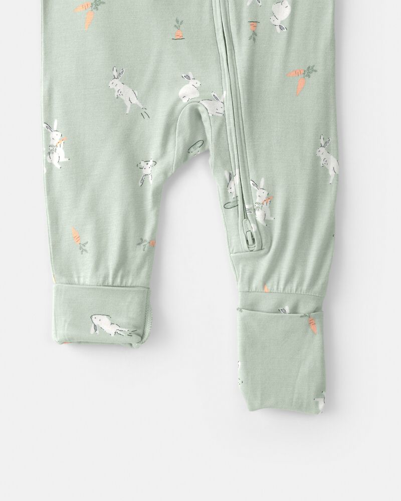 Baby Bunny 2-Way Zip PurelySoft Sleeper - Green, image 5 of 8 slides