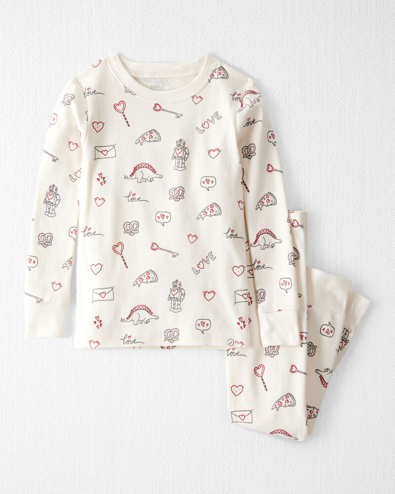 Toddler Organic Cotton Pajamas in Little Loves Print, image 1 of 4 slides