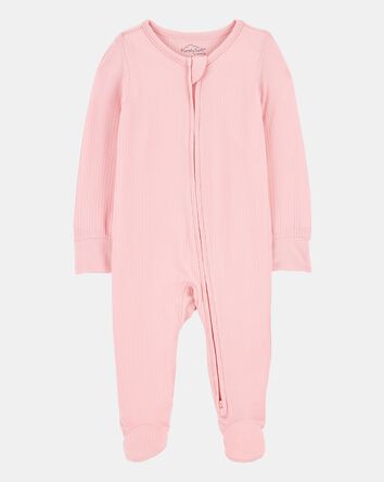 Baby Girl Solid 2-Way Zip PurelySoft Sleeper Pyjamas - Pink, 