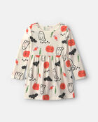 Toddler Girl Pumpkin Long-Sleeve Dress - Cream, image 1 of 4 slides