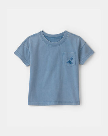 Tout-petit gar&ccedil;on - T-shirt &agrave; imprim&eacute; d&rsquo;&icirc;le tropicale sur la poche - Bleu, 