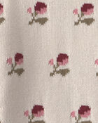 Toddler Girl Organic Cotton Sweater Knit Pullover in Floral Jacquard, image 4 of 5 slides