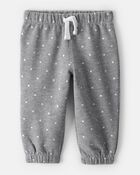 Baby Girl Polka Dot Fleece Pants - Grey, image 1 of 4 slides