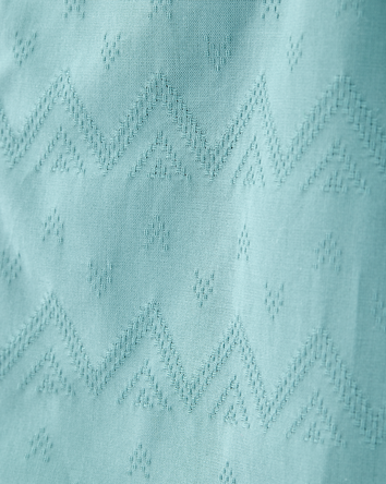 Kid Chambray Allover Print Button-Front Shirt-Teal, 