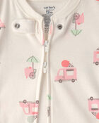 Baby Girl 2-Pack Ice Cream Truck 100% Cotton Snug Fit 1-Piece pyjama - Pink/Ivory, image 2 of 5 slides