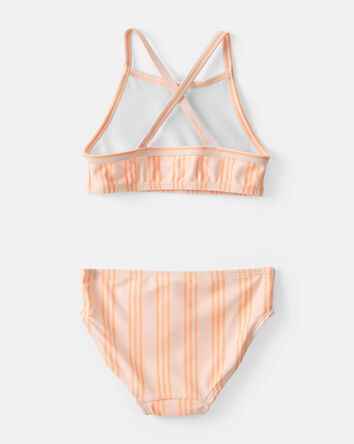 Toddler Girl 3-Piece Sleeveless Rashguard Swimsuit Set - Orange, 