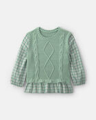 Toute-petite fille &ndash; Haut gilet en tricot &agrave; carreaux &ndash; Vert , image 1 sur 6 diapositives