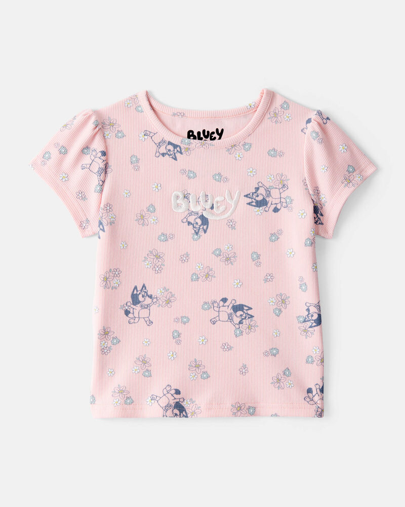 Toddler Girl Bluey Floral Print Short-Sleeve Graphic Tee - Pink, image 1 of 4 slides