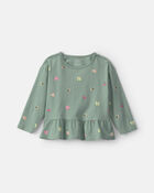 Toddler Girl All-Over Print Long-Sleeve Top &ndash; Green, image 1 of 3 slides