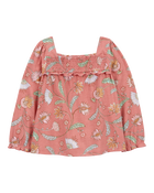 Baby Wildflower Print Smocked Square Neck Top, image 1 of 3 slides