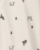 Boys Christmas Print Corduroy Long-Sleeve Button-Down Shirt - Ivory, image 2 of 3 slides