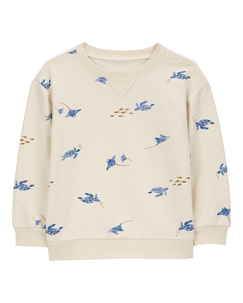 Toddler Sea Print Knit Pullover - Cream, image 1 of 3 slides