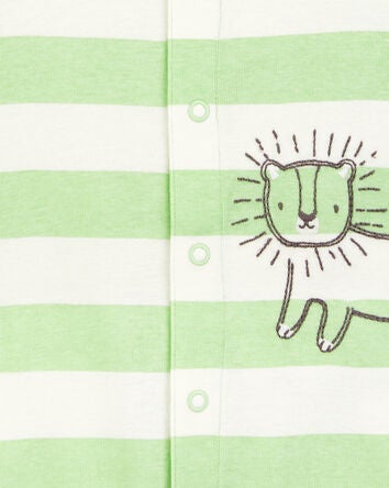 Baby Lion Striped Snap-Up Romper, 