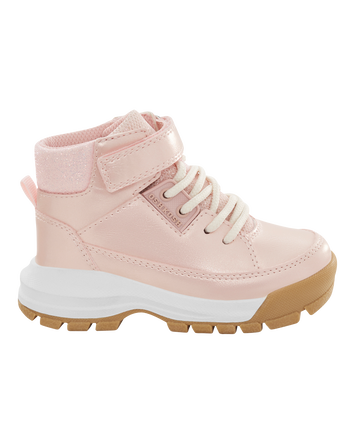 Toddler Metallic Pink Lace-Up Boots, 