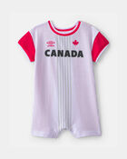 B&eacute;b&eacute; - Barboteuse de soccer Umbro du Canada - Rouge/Blanc, image 1 sur 7 diapositives