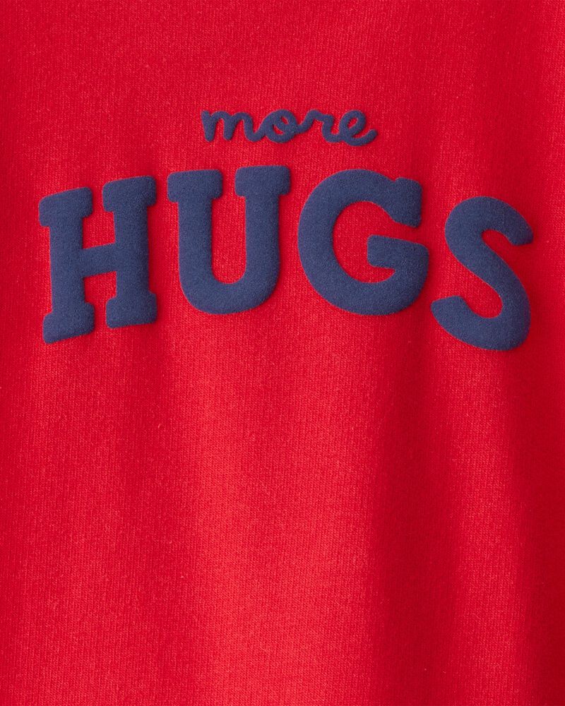 Baby Valentine's Day More Hugs French Terry Long-Sleeve Jumpsuit - Red, image 2 of 3 slides