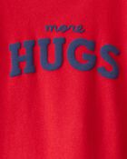 Baby Valentine's Day More Hugs French Terry Long-Sleeve Jumpsuit - Red, image 2 of 3 slides