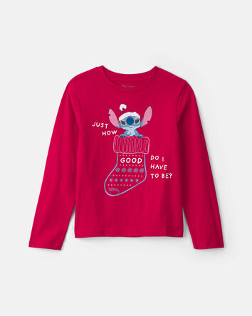 Girls Disney&copy; Stitch Christmas Long-Sleeve Graphic Tee - Red, 