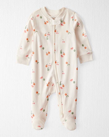 Baby Organic Cotton Fruit-Print Sleep & Play Pyjamas, 