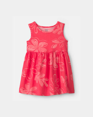 Tout-petit fille - Robe sans manches &agrave; motif de fleurs tropicales - Corail, 