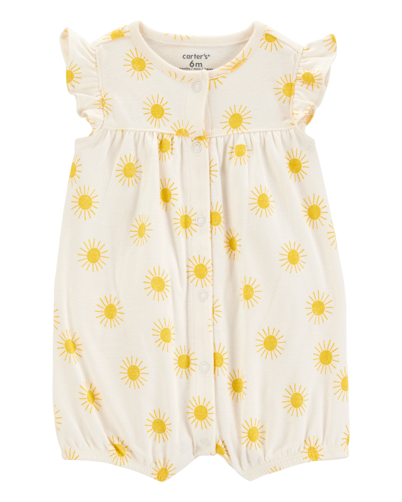 Baby Sun Cotton Short-Sleeve Romper - Cream, image 1 of 4 slides