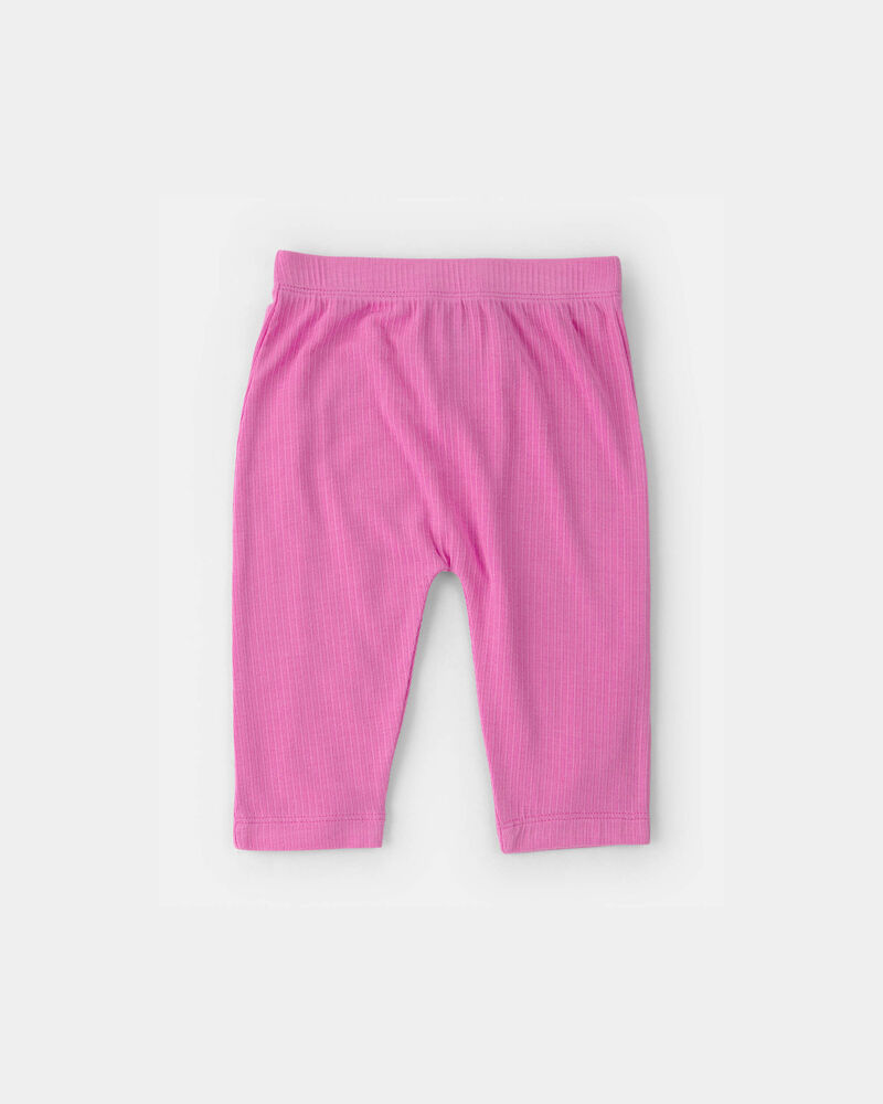 Baby Girl 2-Pack Flamingo PurelySoft Pull-On Pants - Pink/Ivory, image 2 of 7 slides