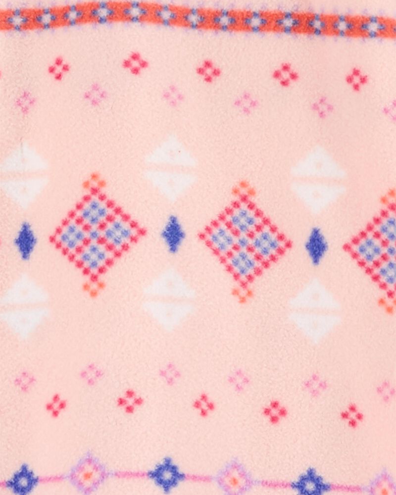 Baby 1-Piece Fleece Pink Fair Isle Sleeper, image 2 of 4 slides