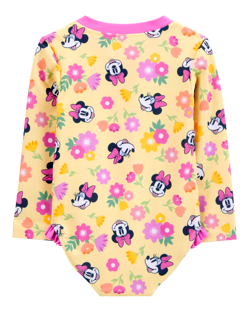 Baby Disney&copy; Minnie Mouse 1-Piece Rashguard Swimsuit - Yellow/Pink, image 3 of 4 slides