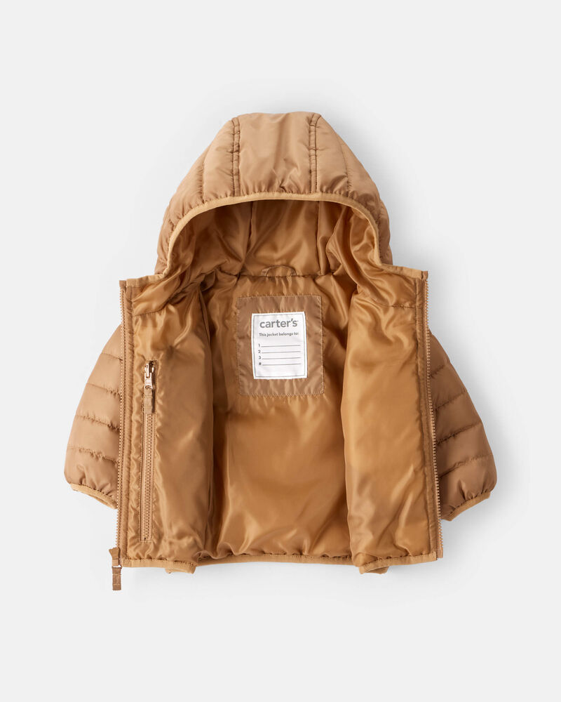 Baby Boy Midweight Packable Puffer - Brown, image 2 of 4 slides