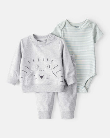 Baby 3-Piece Lion Little Cardigan Set, 