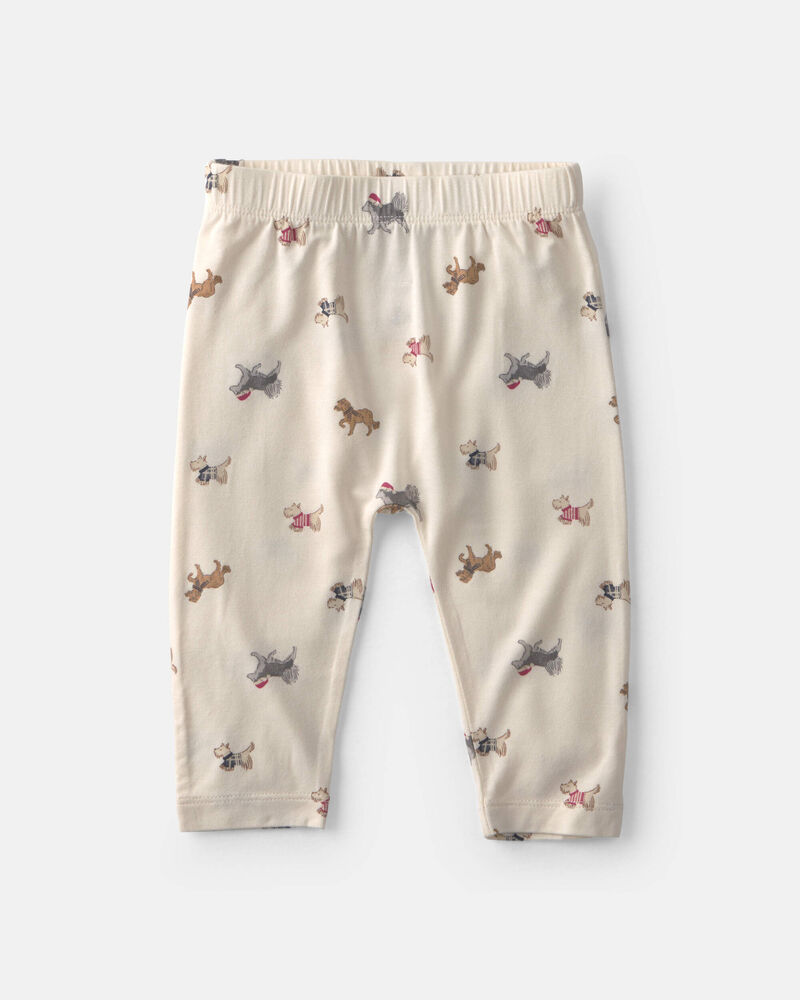 B&eacute;b&eacute; - Ensemble 2 pi&egrave;ces PurelySoft cache-couche manches longues et pantalon &agrave; motif chien &ndash; Cr&egrave;me, image 3 sur 4 diapositives