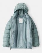 Kid Hooded Puffer Jacket - Green, image 3 of 6 slides