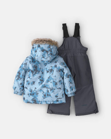 Toddler Boy  2 Piece Ice Print Snowsuit-  Grey, 
