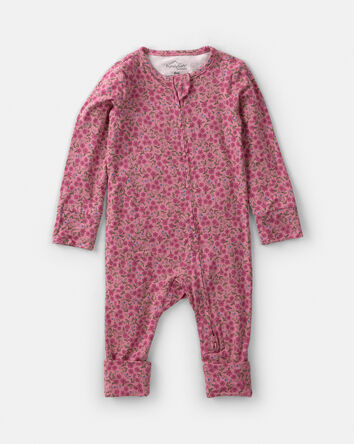 Baby Girl Floral PurelySoft&trade; 2-Way Zip Sleep & Play Pyjamas - Pink, 