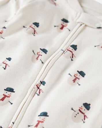 Baby Organic Cotton Sleeper Pyjamas in Snowman Print, 