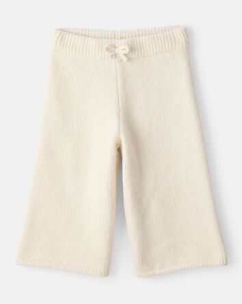 Baby Girl Wide-Leg Sweater Knit Pants - Ivory, 