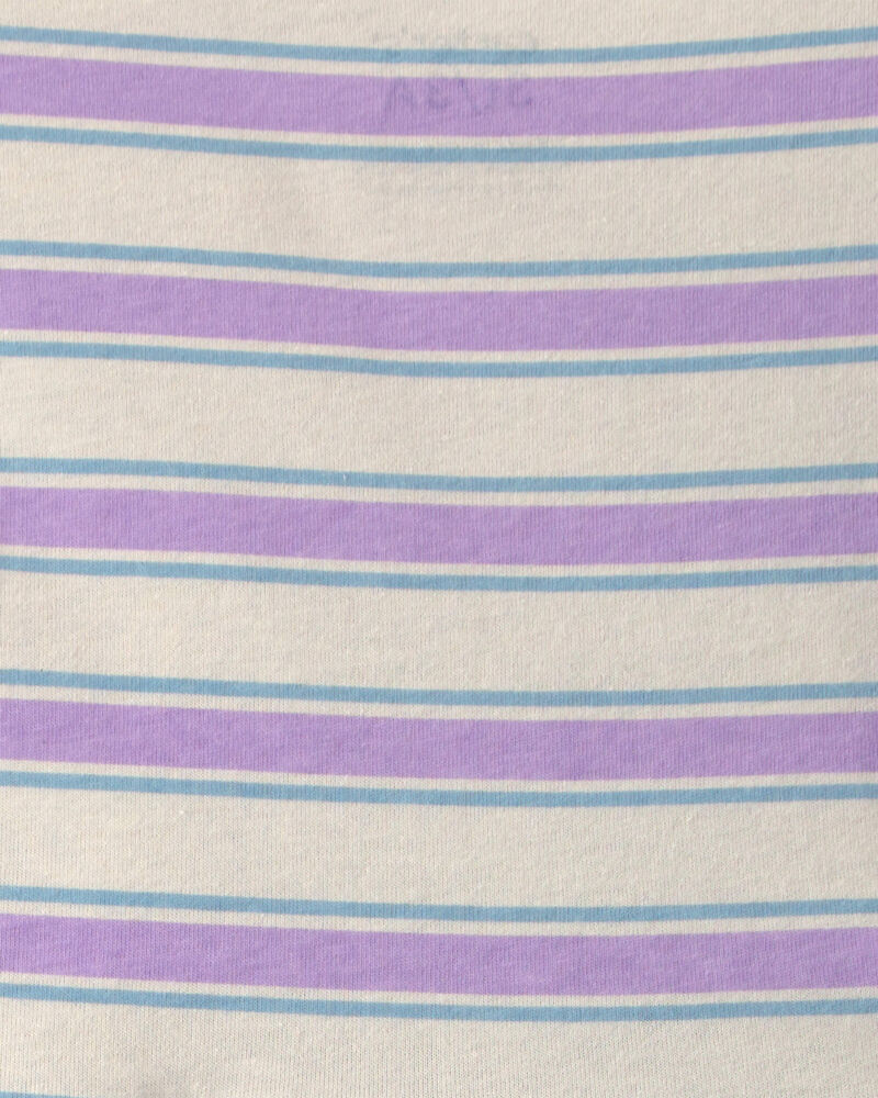 Tout-petit fille - Robe manches courtes &agrave; rayures - Mauve/Ivoire, image 3 sur 3 diapositives