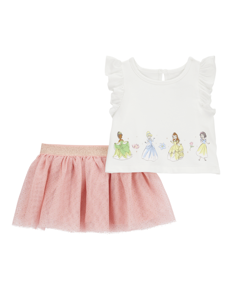 Toddler Girl 2-Piece Disney Princesses Tee & Tutu Skirt Set - White/Pink, image 1 of 4 slides