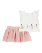 Toddler Girl 2-Piece Disney Princesses Tee & Tutu Skirt Set - White/Pink, image 1 of 4 slides