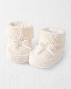 B&eacute;b&eacute; Chaussons crochet&eacute;s en coton biologique - Cr&egrave;me, image 1 sur 2 diapositives